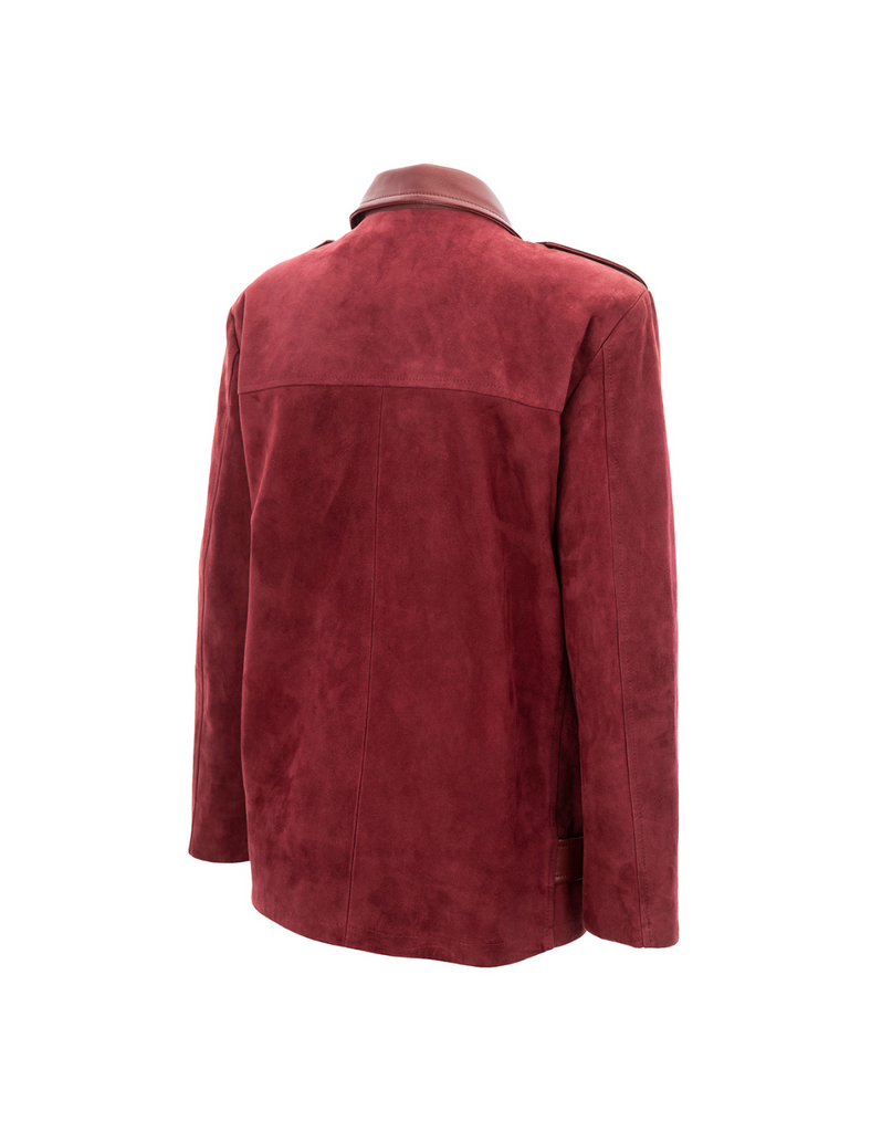 Chaqueta moto oversize gamuza Naomi burdeo