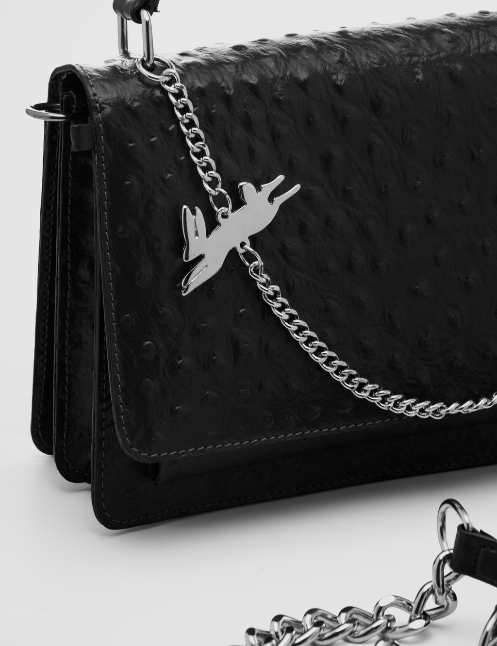 Cartera Inés Avestruz Negro