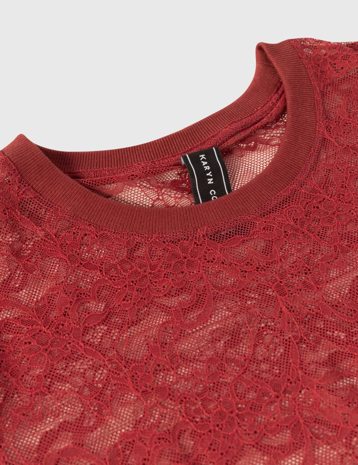 Polera Rose Oversize Encaje Burdeo