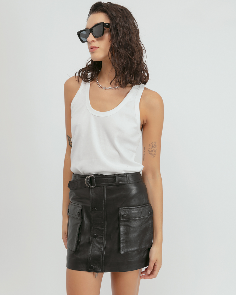 Mini falda cuero Pockets negro