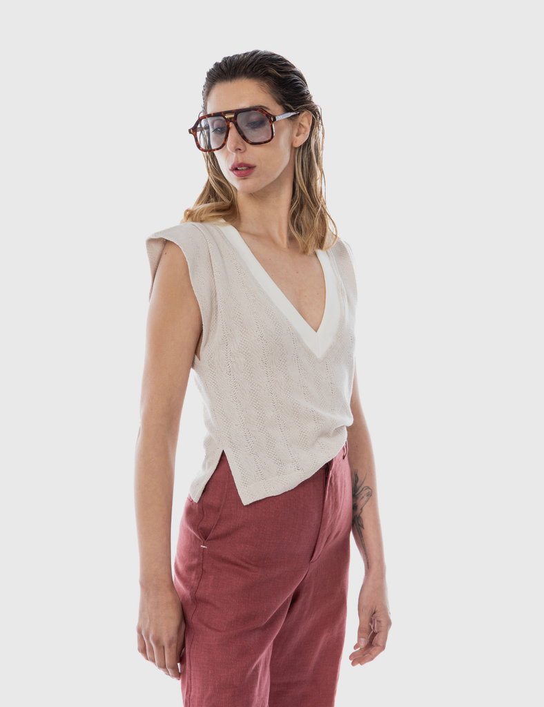 Polera tejida Saskia Hielo