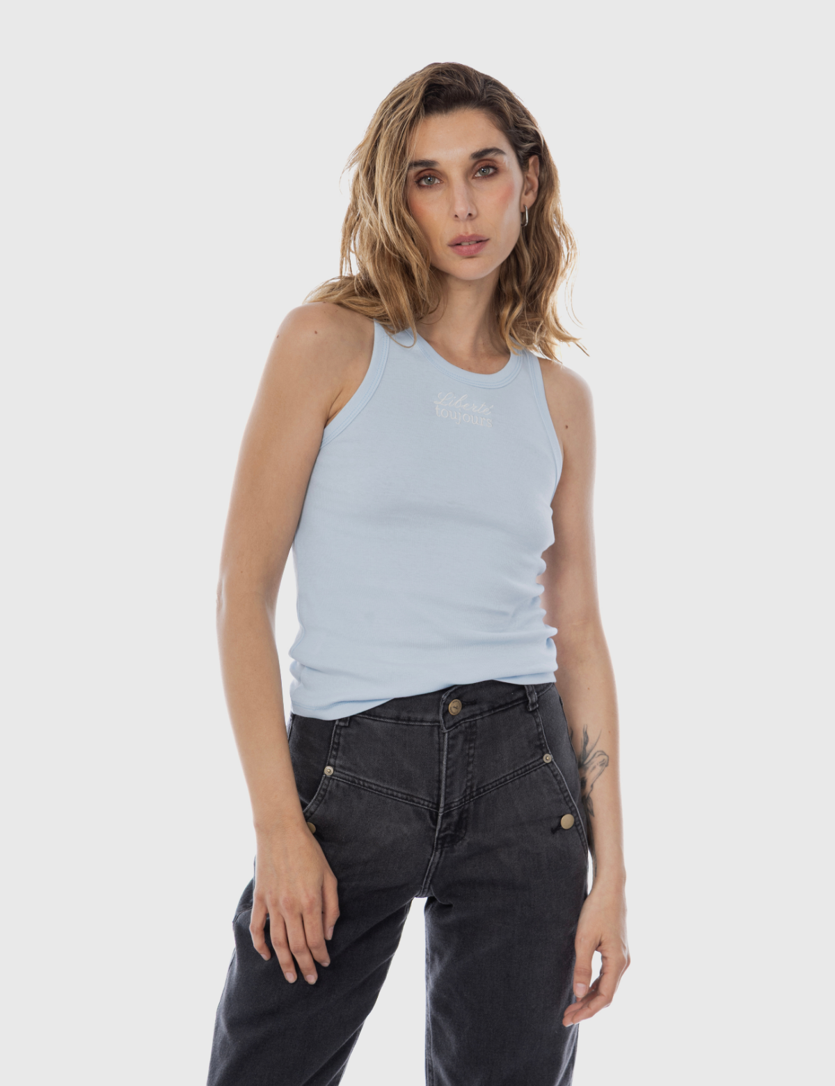 Musculosa Algodón Teresa Celeste