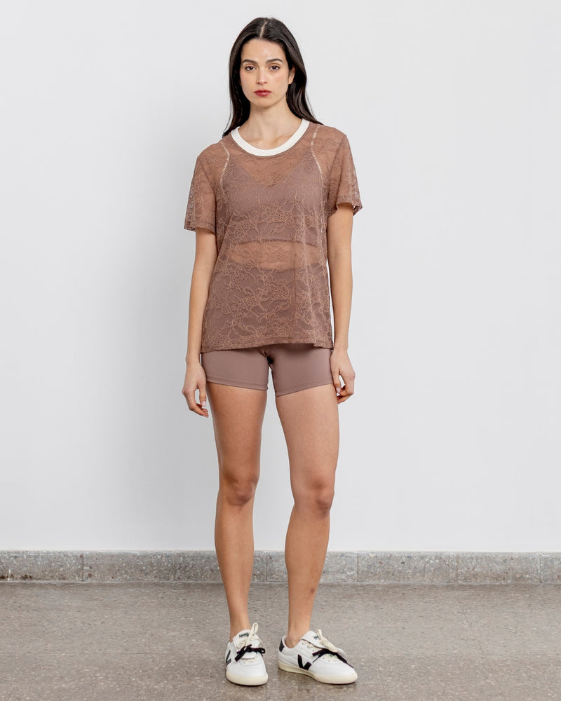 Polera Rose Oversize Encaje Mocca