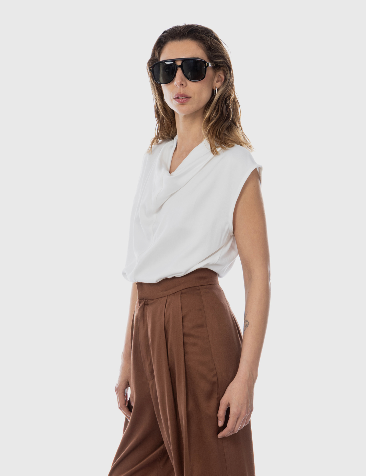 Blusa Drapeada Valentino Crudo