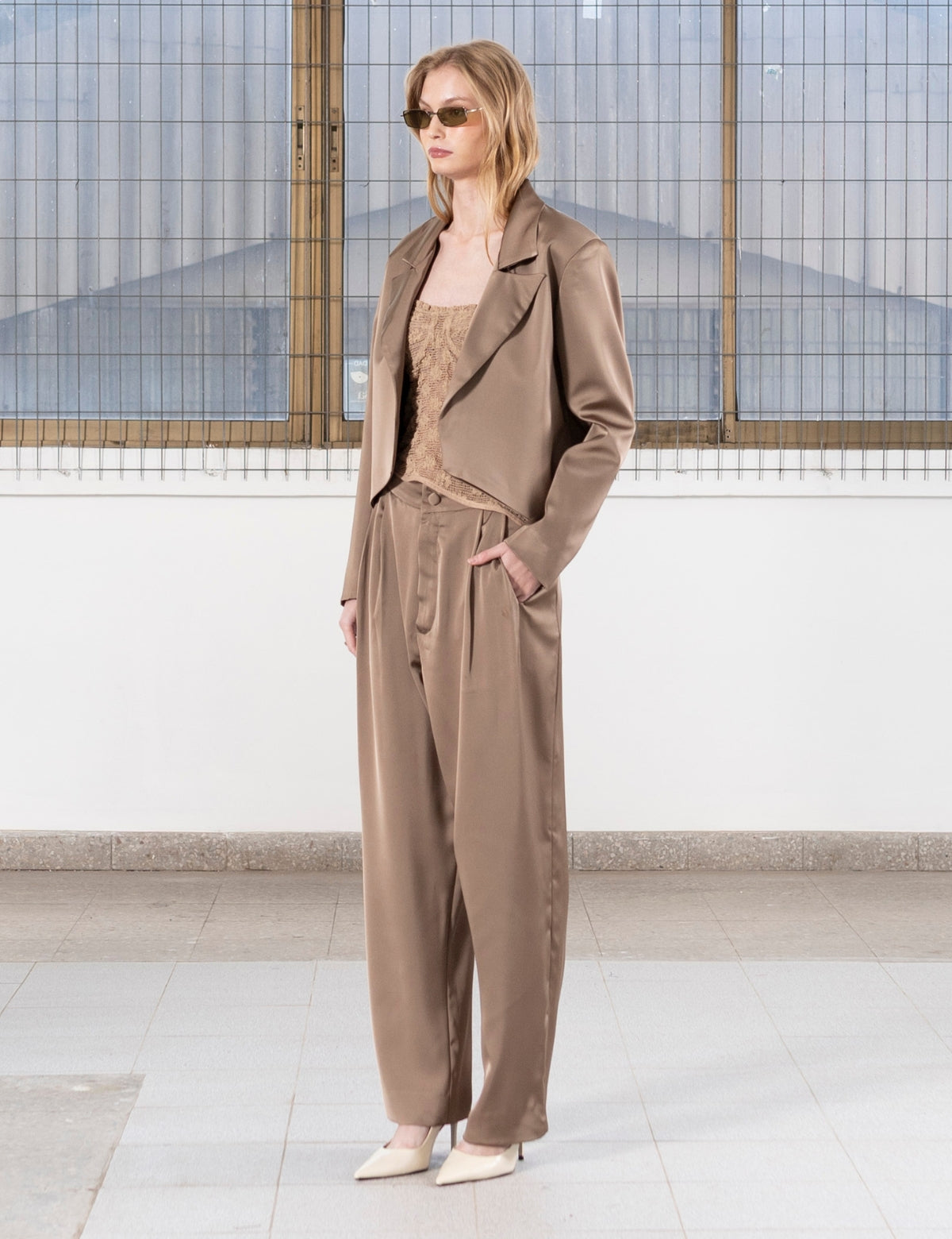 Blazer Raso Leo Taupe