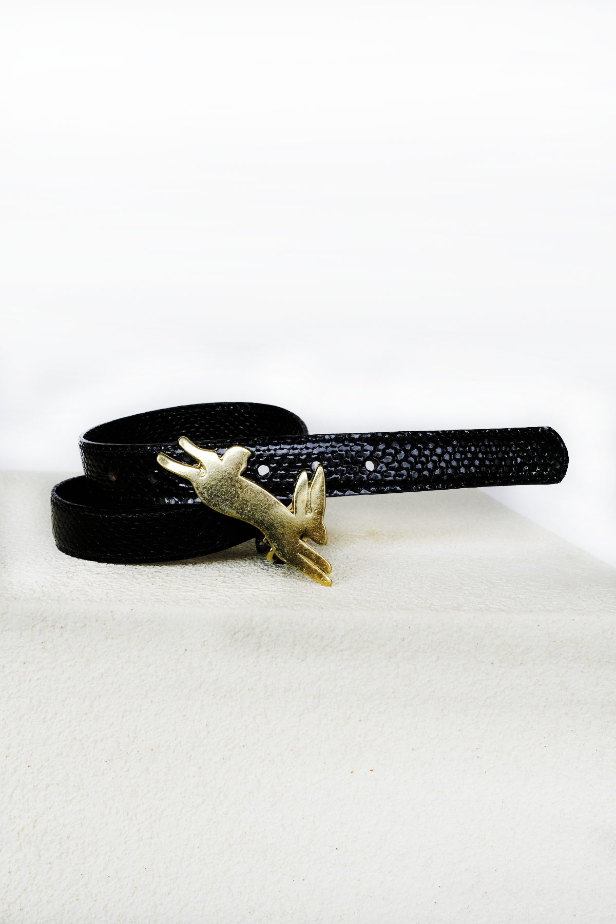 Cinturón Lapin serpiente negro / oro