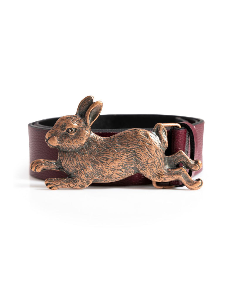 Cinturón cuero Conejo burdeo