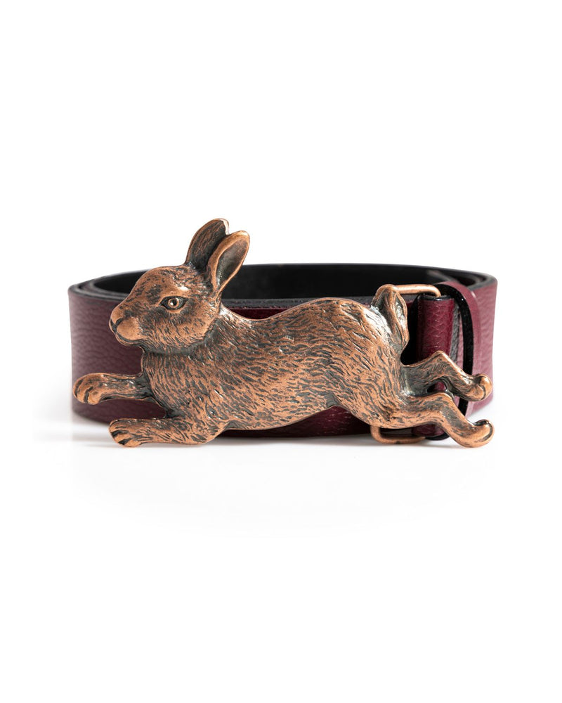 Cinturón cuero Conejo burdeo