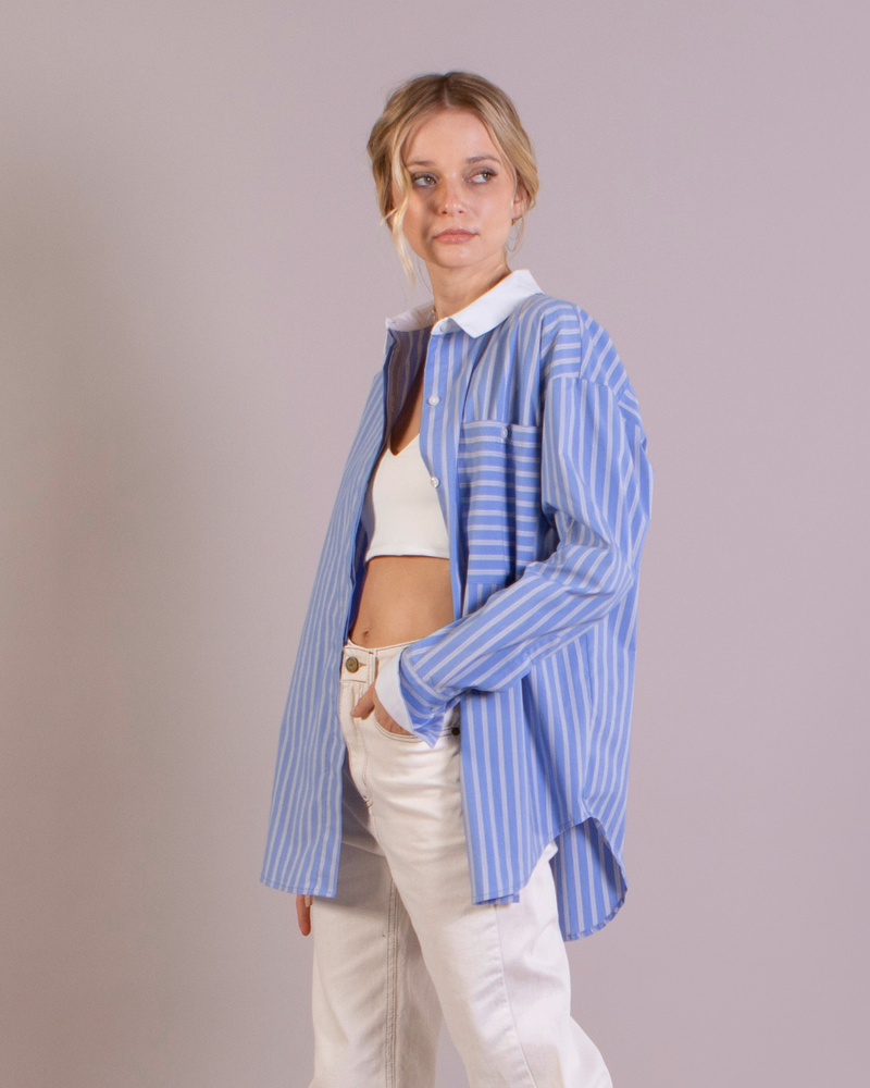 Blusa Lisa Rayas Celeste