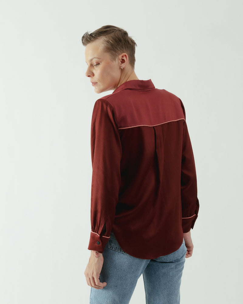 Blusa viscosa Railey burdeo