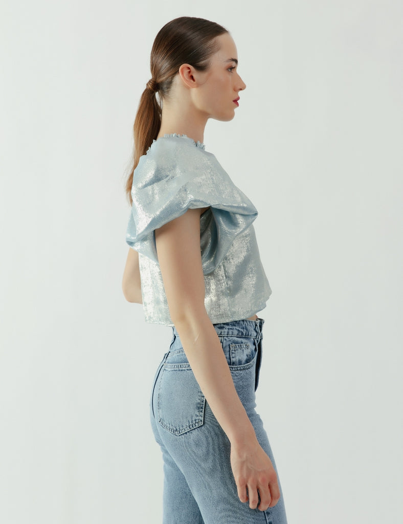 Blusa manga globo Cielo celeste