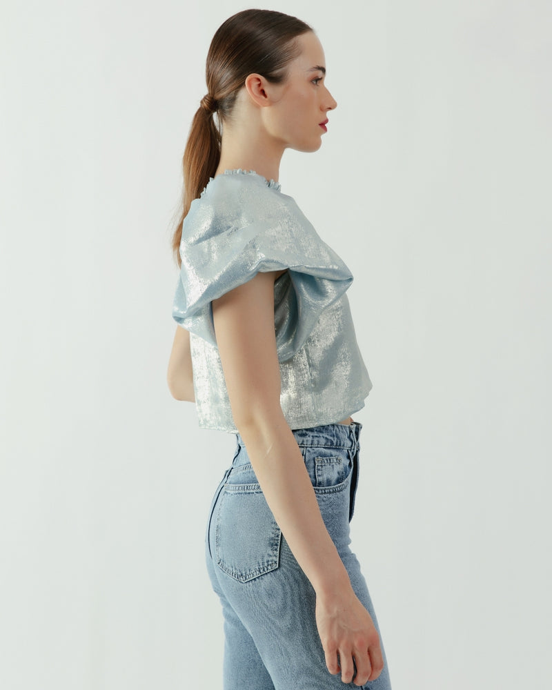 Blusa manga globo Cielo celeste