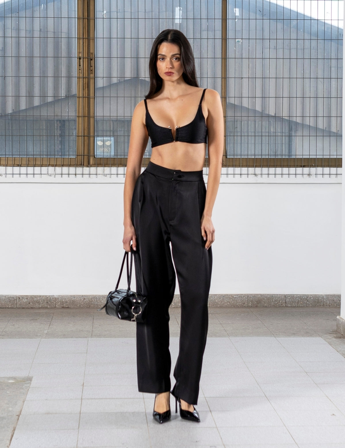 Pantalón Raso Celine Negro