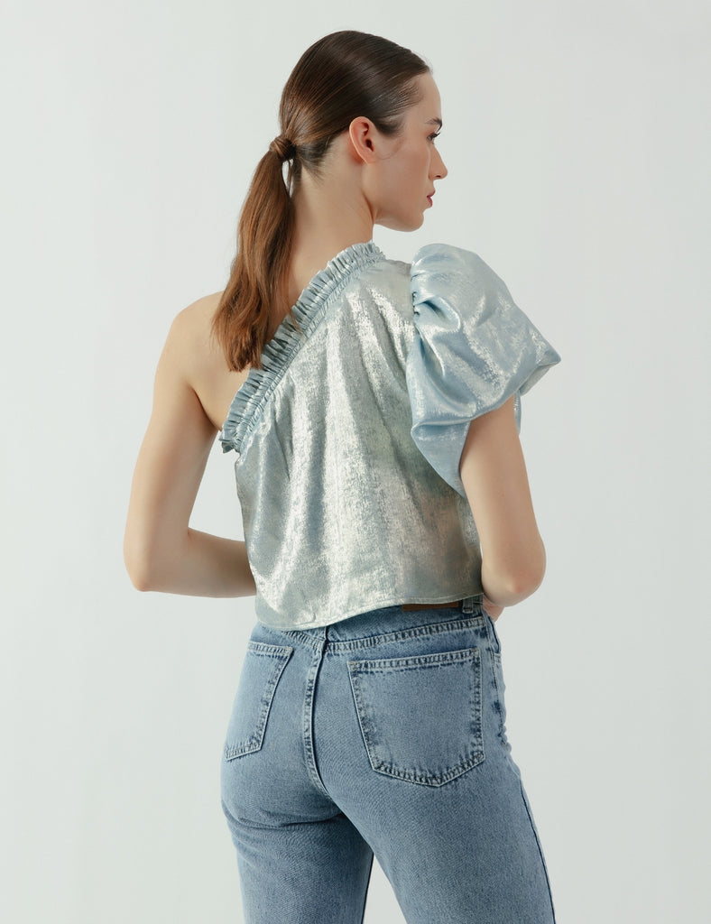 Blusa manga globo Cielo celeste