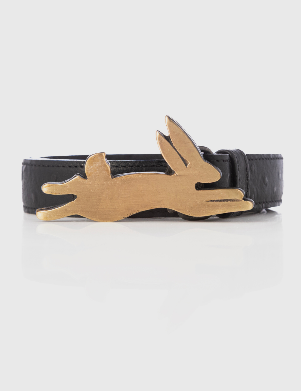 Cinturón Lapin Negro Avestruz Bronce