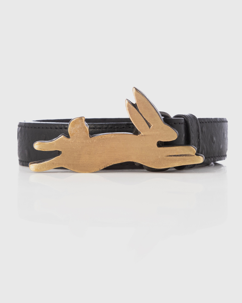Cinturón Lapin Negro Avestruz Bronce