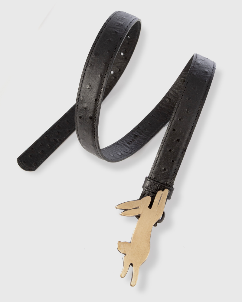 Cinturón Lapin Negro Avestruz Bronce