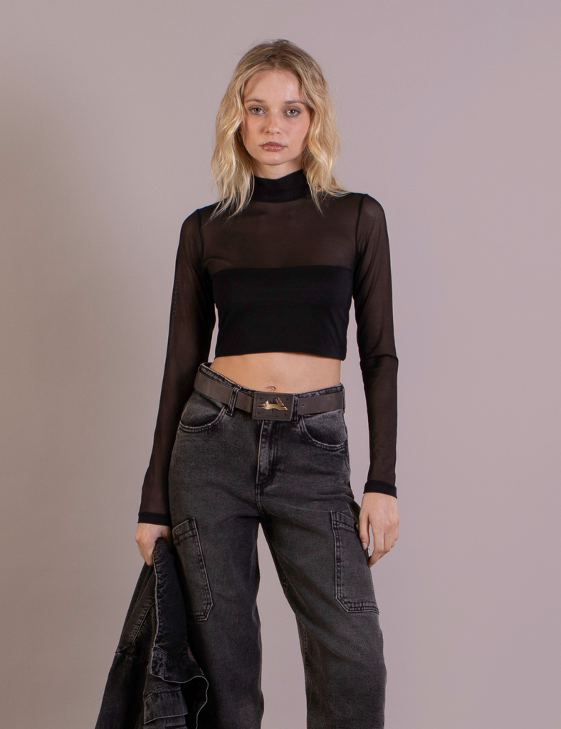 Polera Beatle Crop Maya Negro