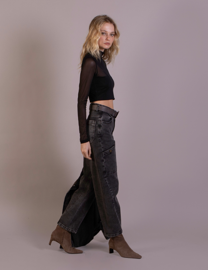 Polera Beatle Crop Maya Negro