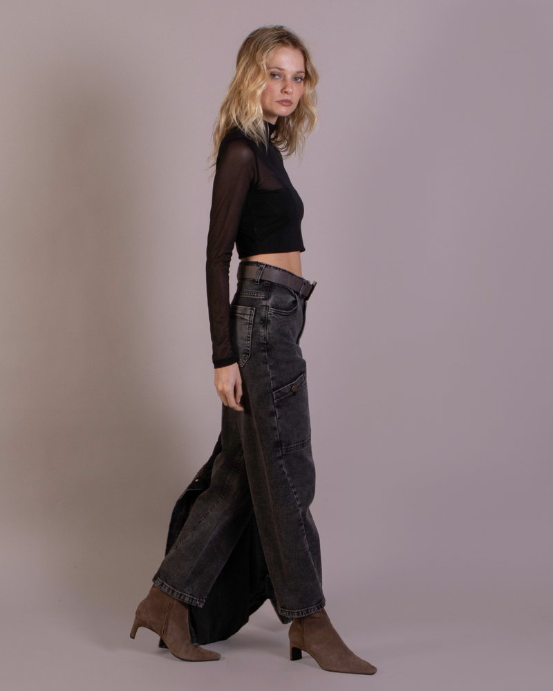 Polera Beatle Crop Maya Negro