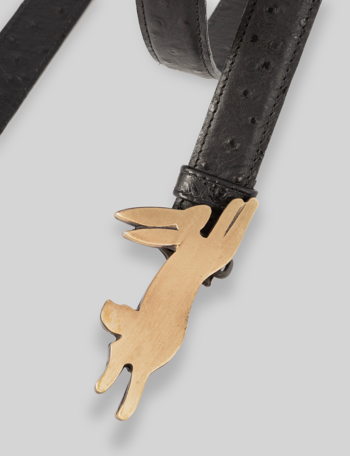 Cinturón Lapin Negro Avestruz Bronce