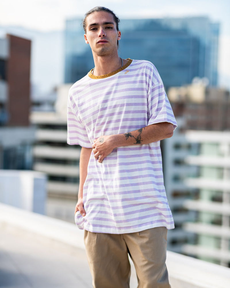 Polera Dylan rayas malva