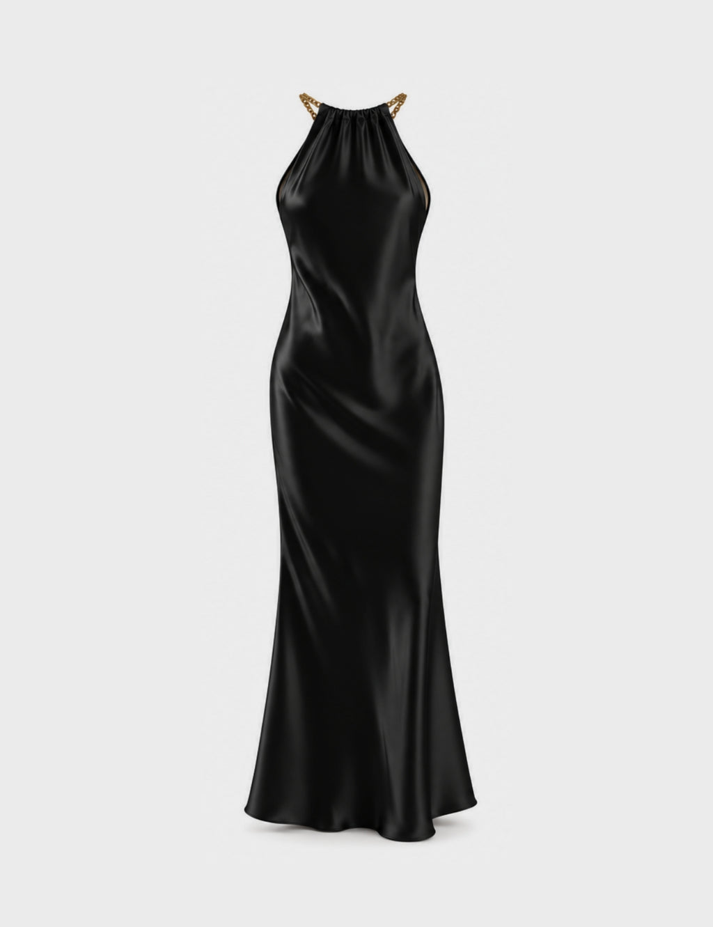 Vestido Raso Metal Negro