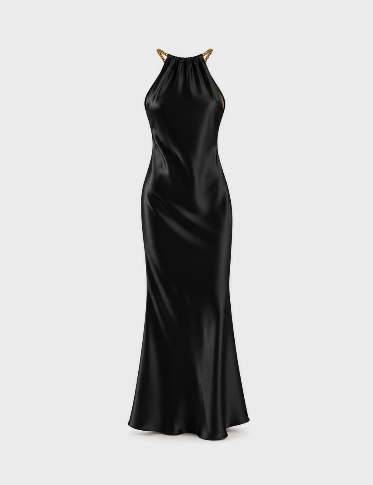 Vestido Raso Metal Negro