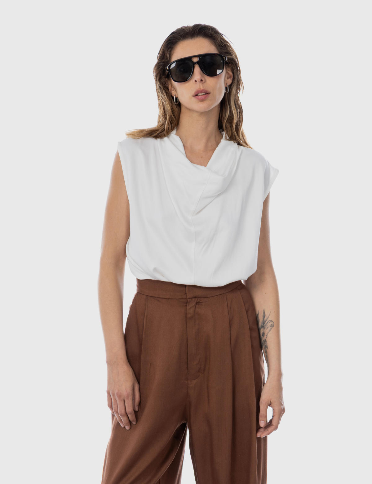 Blusa Drapeada Valentino Crudo