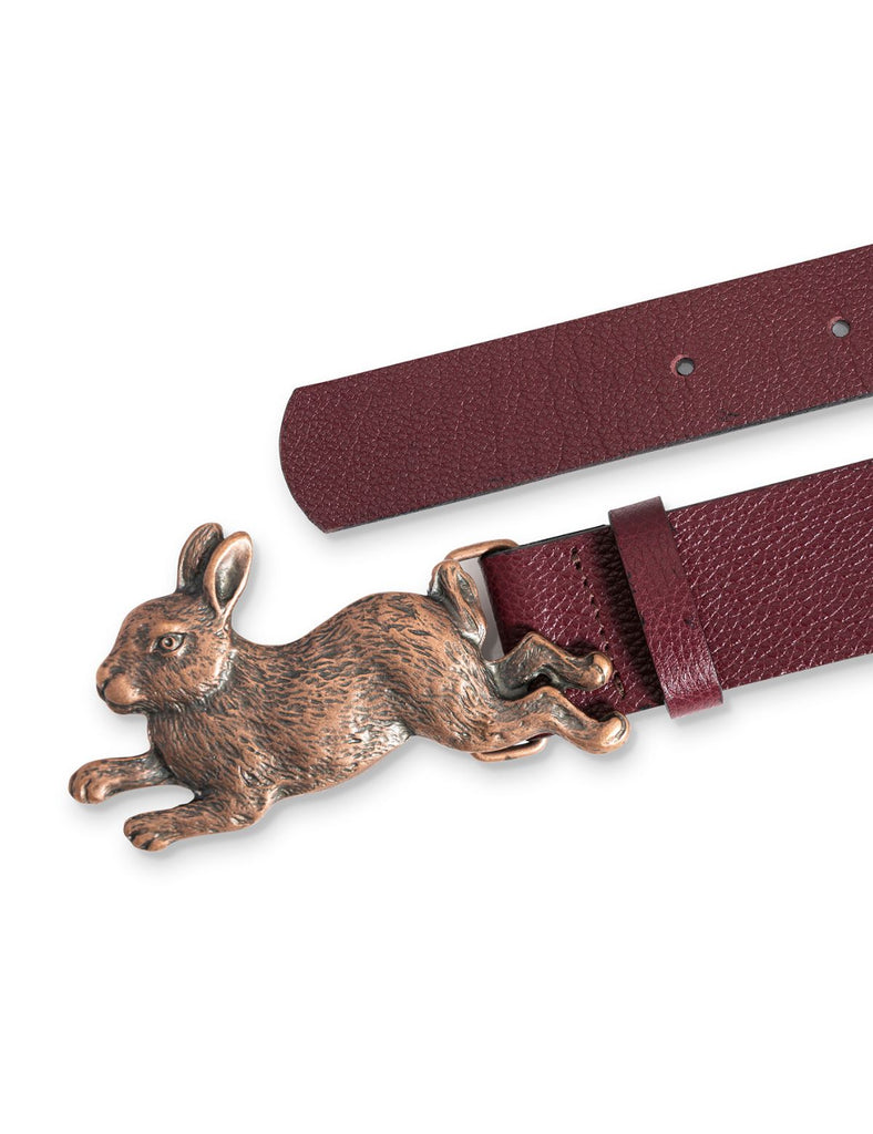 Cinturón cuero Conejo burdeo