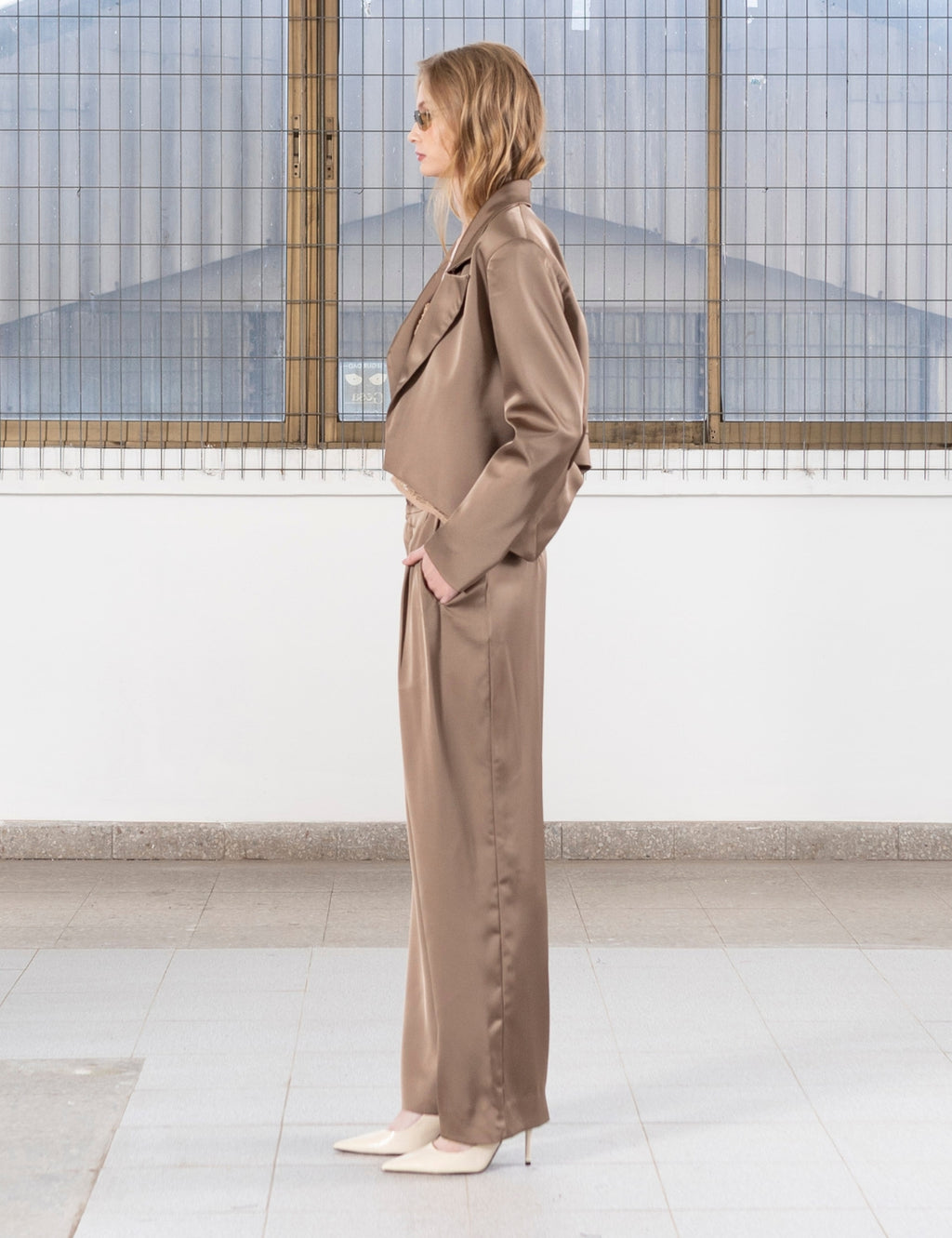 Pantalón Raso Celine Taupe