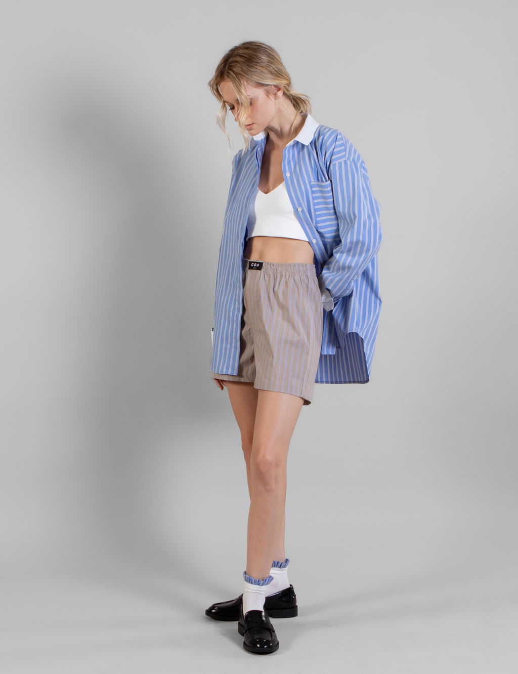 Blusa Lisa Rayas Celeste