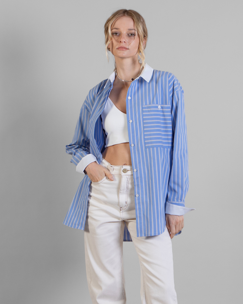 Blusa Lisa Rayas Celeste