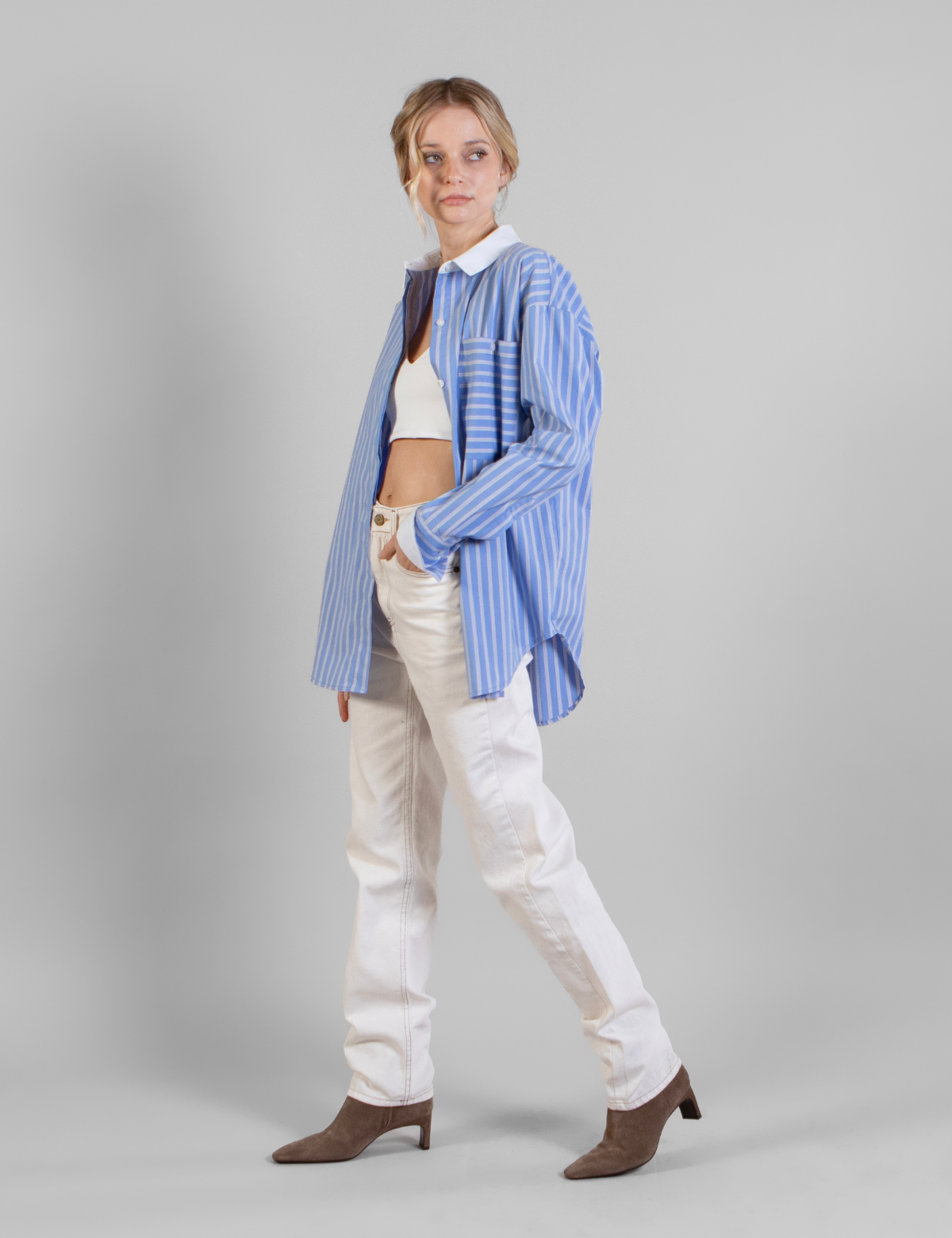Blusa Lisa Rayas Celeste