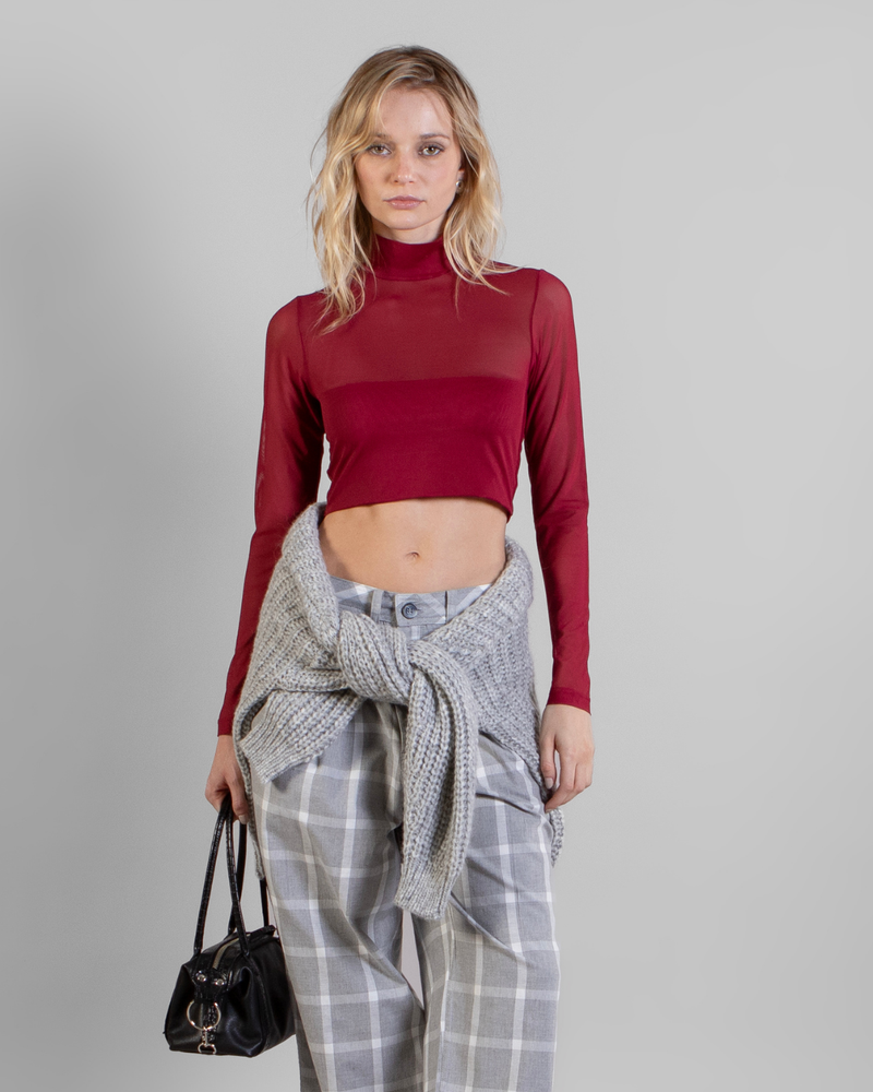 Polera Beatle Crop Maya Burdeo
