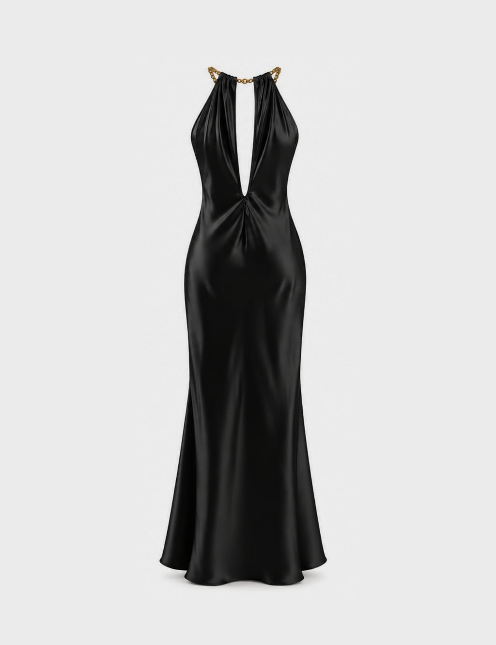 Vestido Raso Metal Negro