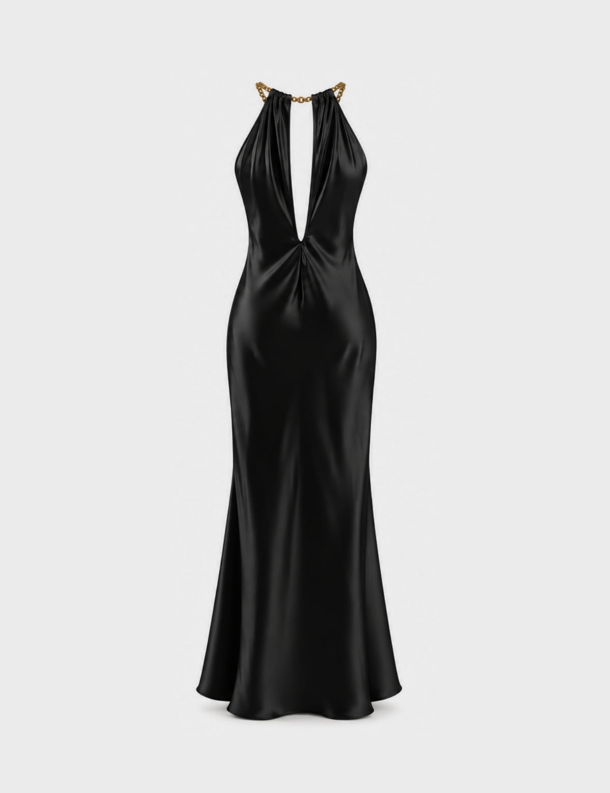 Vestido Raso Metal Negro