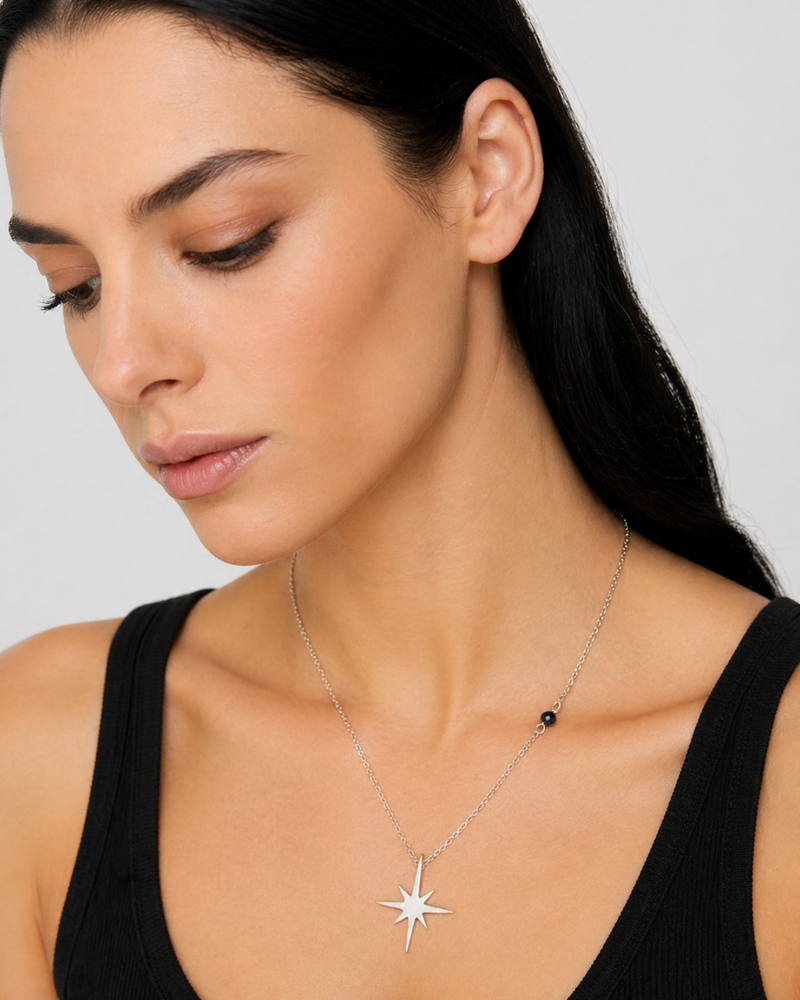 Collar Espejo Rosa de los Vientos Plata