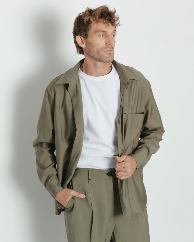 Camisa tencel West oliva