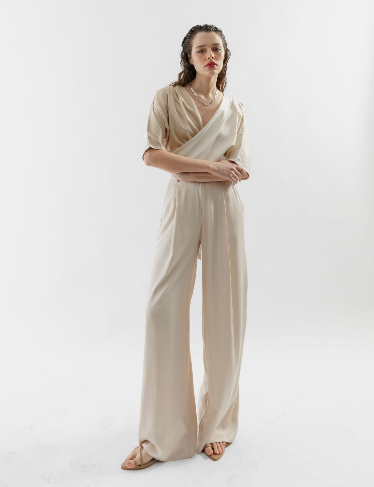 Pantalón viscosa Bardot beige