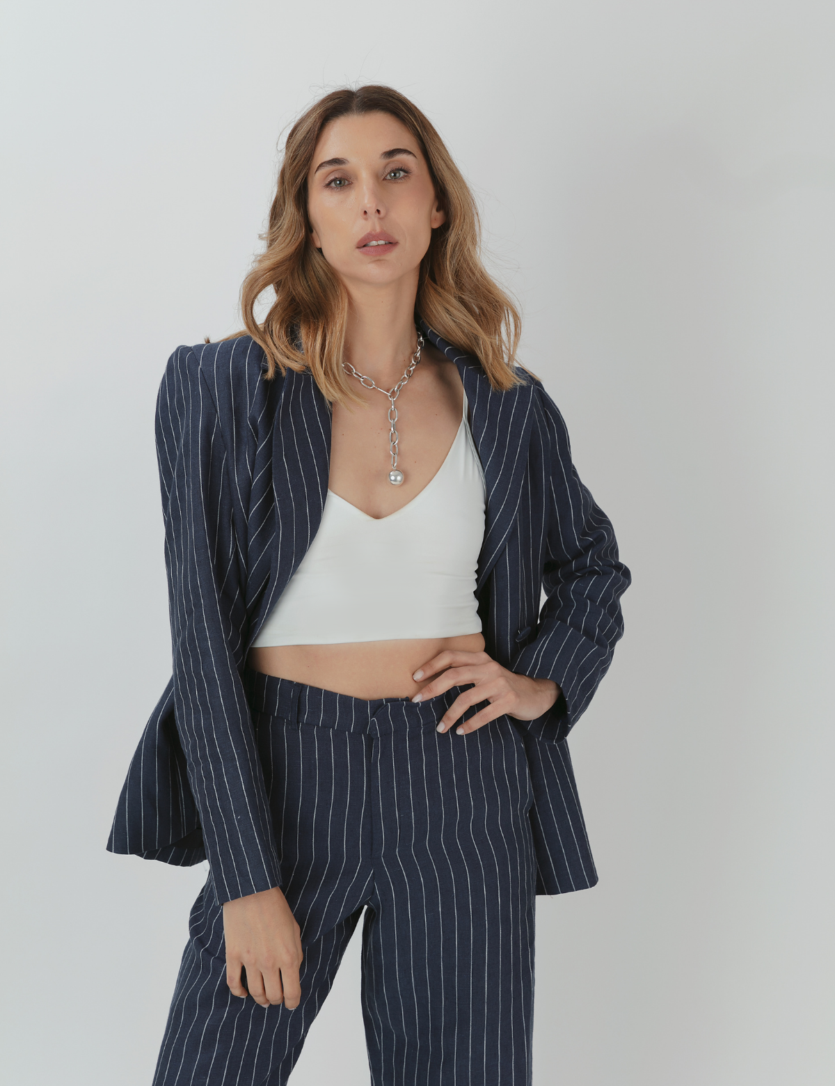 Blazer Orion Azul Marino Rayado