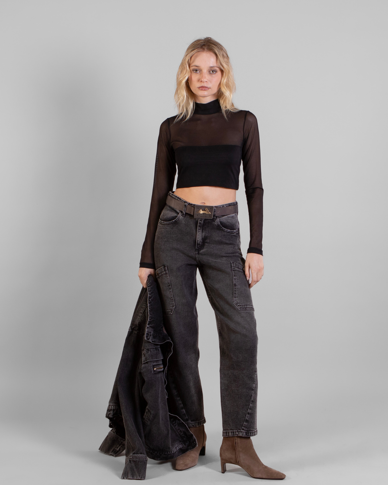 Polera Beatle Crop Maya Negro