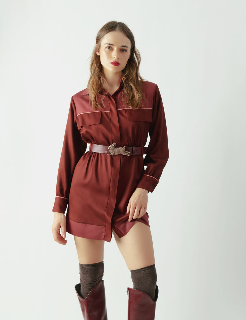 Vestido viscosa Roxette Burdeo