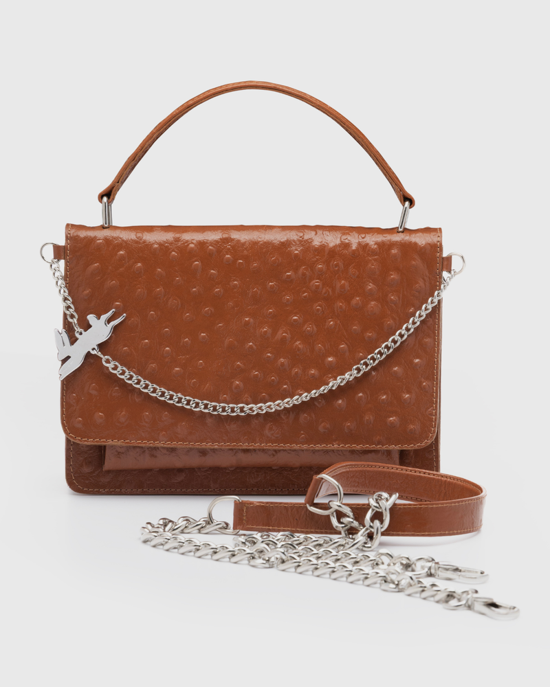 Cartera Inés Caramelo Avestruz