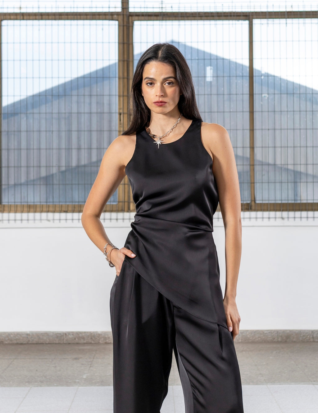 Blusa Raso Celina Negro