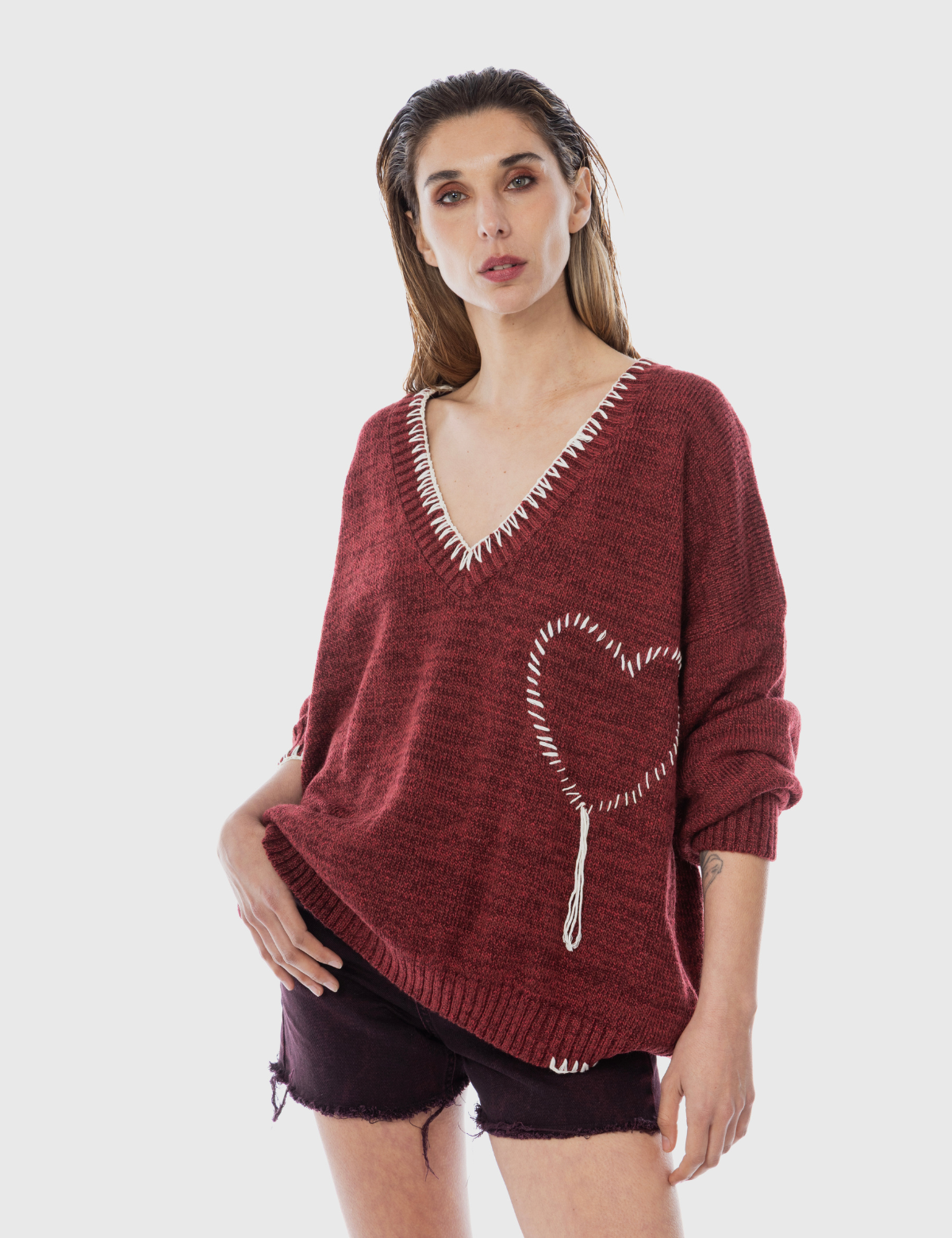 Tejido Corazón Burdeo