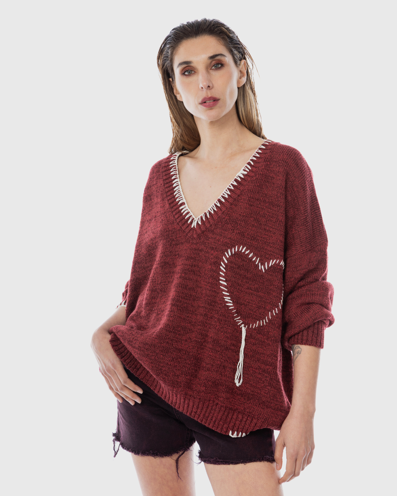 Tejido Corazón Burdeo