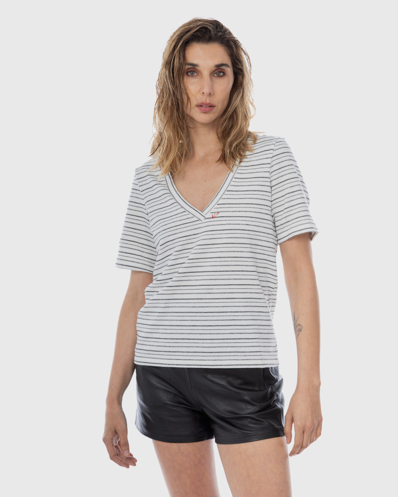 Polera viscosa Kate rayas negro