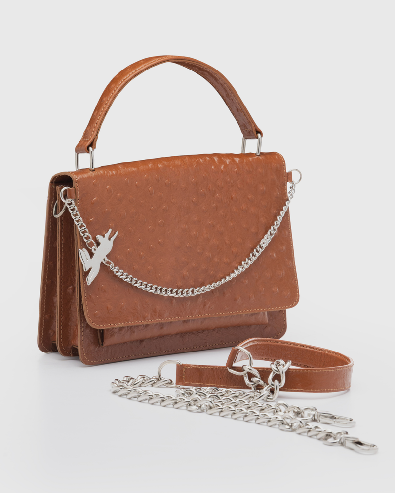 Cartera Inés Caramelo Avestruz