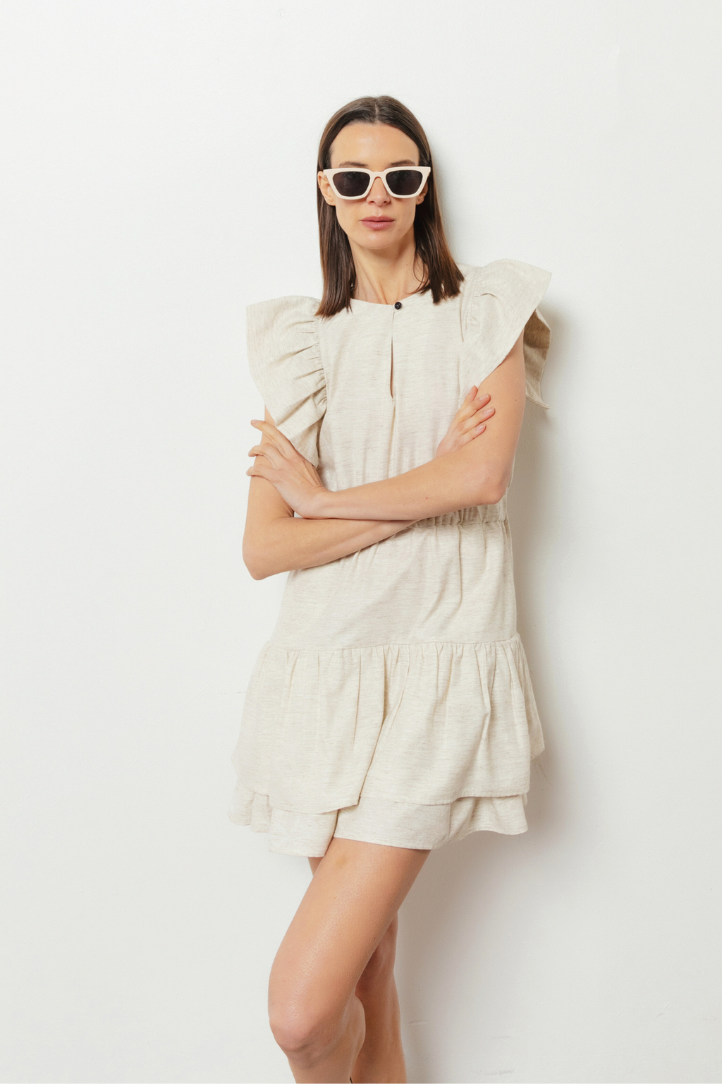 Vestido lino Molly arena